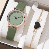 WGS-163 Ensemble de 2 montres pour femmes, montre-bracelet à quartz analogique de luxe en PU, montres-bracelets tendance pour femmes, Relogio Feminino 2025
