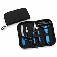 Kit de toilettage pour chats et chiens avec coupe-ongles en plastique, peigne démêlant, lime à ongles et outils de nettoyage pour l'entretien des poils d'animaux
