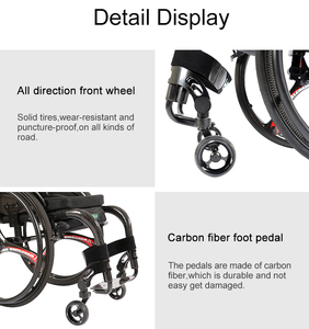 SC01 Comoda Sedia a Rotelle Sportiva per Tutti i Terreni, Strumento da Viaggio Estivo, Realizzata a Mano in Fibra di Carbonio Nera, Certificazione CE, 24 Pollici JBH - Product Image 6