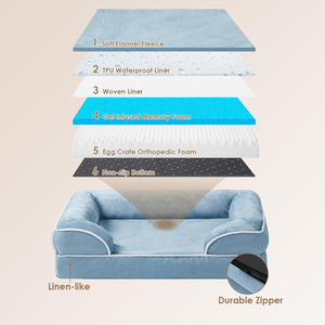 Cama para Perro Cozy Bolster, Color Rosa, Extra Grande, Varios Tamaños, Felpa Corta, Ortopédica, Rectangular, Impermeable - Product Image 3