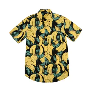 Chemises hawaïennes aloha pour hommes, avec imprimé banane, jaune vif, à la mode, nouvelle promotion,