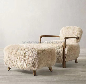 <strong>Yeti</strong> Sheepskin Lounge Armchair Living Room <strong>Chair</strong> Fabric Leather Upholstered Living Room Home Furniture - Product Image 5