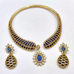 Gold Plated <b>Ruby</b> Ethnic Jewelry Set <b>Necklace</b> and Earrings Filigree Sparkling Fashion Accessories for Women Wedding Party - Product Image 1