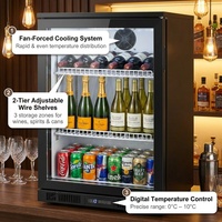 Réfrigérateur commercial sous comptoir à porte vitrée, 200L, à refroidissement par air, pour boissons et bières, avec éclairage LED économe en énergie