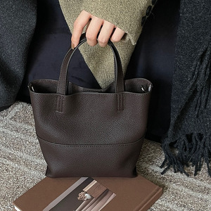 Bolso de Hombro de Cuero Genuino de Diseño de Alta Calidad, Bolso Tipo Cubo Simple y Casual para Mujer, Bolso Bandolera Diagonal de Gran Capacidad - Product Image 2