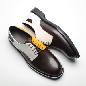 New Style Lace-Up Color-Matched Men's Leather Shoes - Designer Handcrafted High-Quality <b>Personalized</b> Leather Shoes - Product Image 1