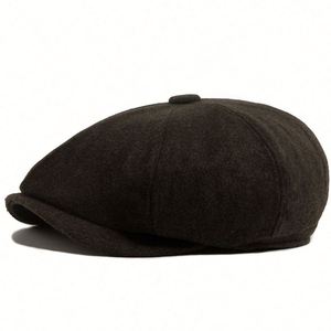 Chapeau Gavroche Vintage Automne Hiver pour Hommes et Femmes, Béret Britannique Couleur Unie, Chapeau Décontracté Tendance - Product Image 4
