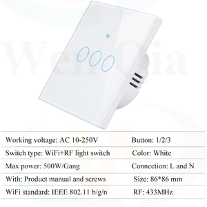 Công Tắc Cảm Ứng Công Tắc Đèn Thông Minh Bảng Kính Gắn Tường 110V 220V 10A 1/2/3 Gang Wifi + Công Tắc Đèn RF - Product Image 2