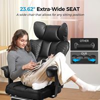 Fauteuil Ergonomique Relevable Grand Modèle en Cuir PU avec Repose-Pieds, Accoudoirs Réglables et Design Moderne à Pieds Coniques en Acier Inoxydable