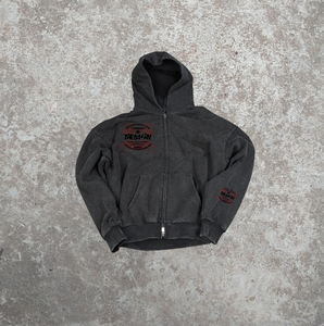 Sudadera con capucha de gran tamaño con cremallera lavada con ácido bordada y hombros caídos, ropa de calle pesada de algodón 100% para hombre - Product Image 5