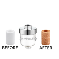Nouveau produit pp coton filtre de douche pommeau de douche haut débit puissant fixe spa purificateur pommeau de douche mini robinet filtre