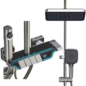 Tất cả các đồng súng màu xám Vòi hoa sen phù hợp với hiển thị kỹ thuật số bầu không khí thông minh phím đàn piano van gốm mềm mưa Vòi áp lực - Product Image 3