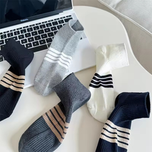 Double-needle Men's Anti-pilling Summer Short <b>Socks</b> <b>Breathable</b> Sweat-absorbing Thin Boat <b>Socks</b> High Quality Wholesale - Product Image 3