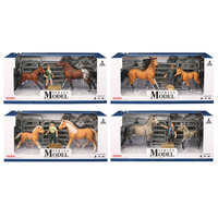Ensemble de jouets d'animaux de ferme en plastique solide et réaliste, figurines de chevaux avec des figurines humaines