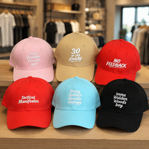 Gorras de Béisbol Estructuradas de Seis Paneles, de Sarga de Algodón, con Rayas, Deportivas, con Letras Bordadas, Multicolores, Personalizables, para Uso Diario Informal - Product Image 1