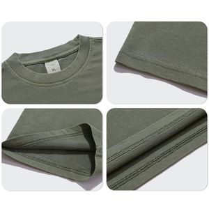 Camiseta Vintage Unisex con lavado ácido 100% algodón elegante patrón sólido en blanco de gran tamaño ropa de hombre de talla grande - Product Image 6