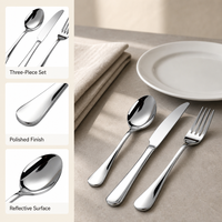 Ensemble de couverts de luxe en or 5 pièces au design classique, en acier inoxydable, avec manche en métal lisse et simple, pour mariages et hôtels
