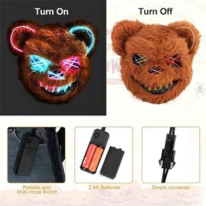 Halloween Đáng Sợ Bloody Gấu LED Mặt Nạ Cosplay Lông Mặt Nạ Với Đôi Tai Đáng Sợ Kinh Dị Mặt Nạ Cho Cosplay Trang Phục Đảng Lễ Hội Prank - Product Image 5