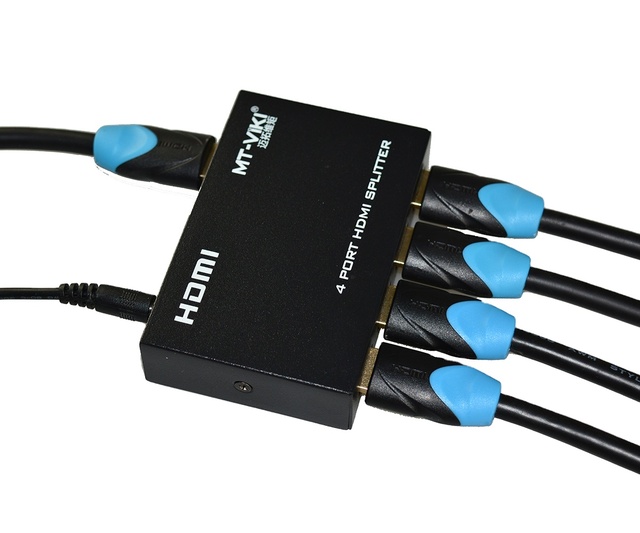 MT-VIKI 4K 30Hz for Splitter 1 in 4 Out 1 Computer 4 Monitors + Power Adapter