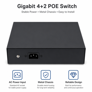 สวิตช์ไฟเบอร์ออปติก SFP ราคาโรงงาน 4 พอร์ต Gigabit PoE สำหรับเครือข่ายกล้องวงจรปิด - Product Image 3