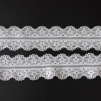 Tissu en dentelle française florale ondulée blanche en polyester, brodé, extensible, respirant, doux et luxueux, idéal pour les sous-vêtements – Meilleure vente