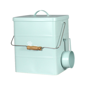 פח אחסון פינוק לכלב אטום עם סקופ אריזת מזון מלבן מלאי ברזל מגולוון מיכל אחסון מזון לחיות מחמד - Product Image 3