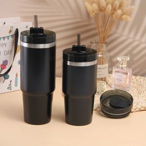 Mug de voyage isotherme sous vide 20oz 30oz avec couvercle, paille et base antidérapante pour café et thé chaud ou froid - Product Image 5