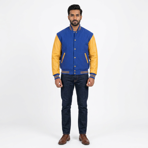 Custom Embroidery Canvas Stand Front Varsity <b>Jacket</b> <b>Men</b> <b>Long</b> Sleeves Premium Quality Reversible Waterproof Breathable Winter - Product Image 1
