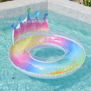 Flotador Inflable con Lentejuelas en Forma de Corona, Flotador de Sirena Engrosado para Adultos, para Uso en Piscinas y Parques Acuáticos, Diámetro de 70-120 cm - Product Image 2