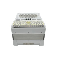 Accordéon diatonique SEASOUND 34 boutons 12 basses 3 registres corps blanc brillant avec boutons blancs en or JB3412C en bois
