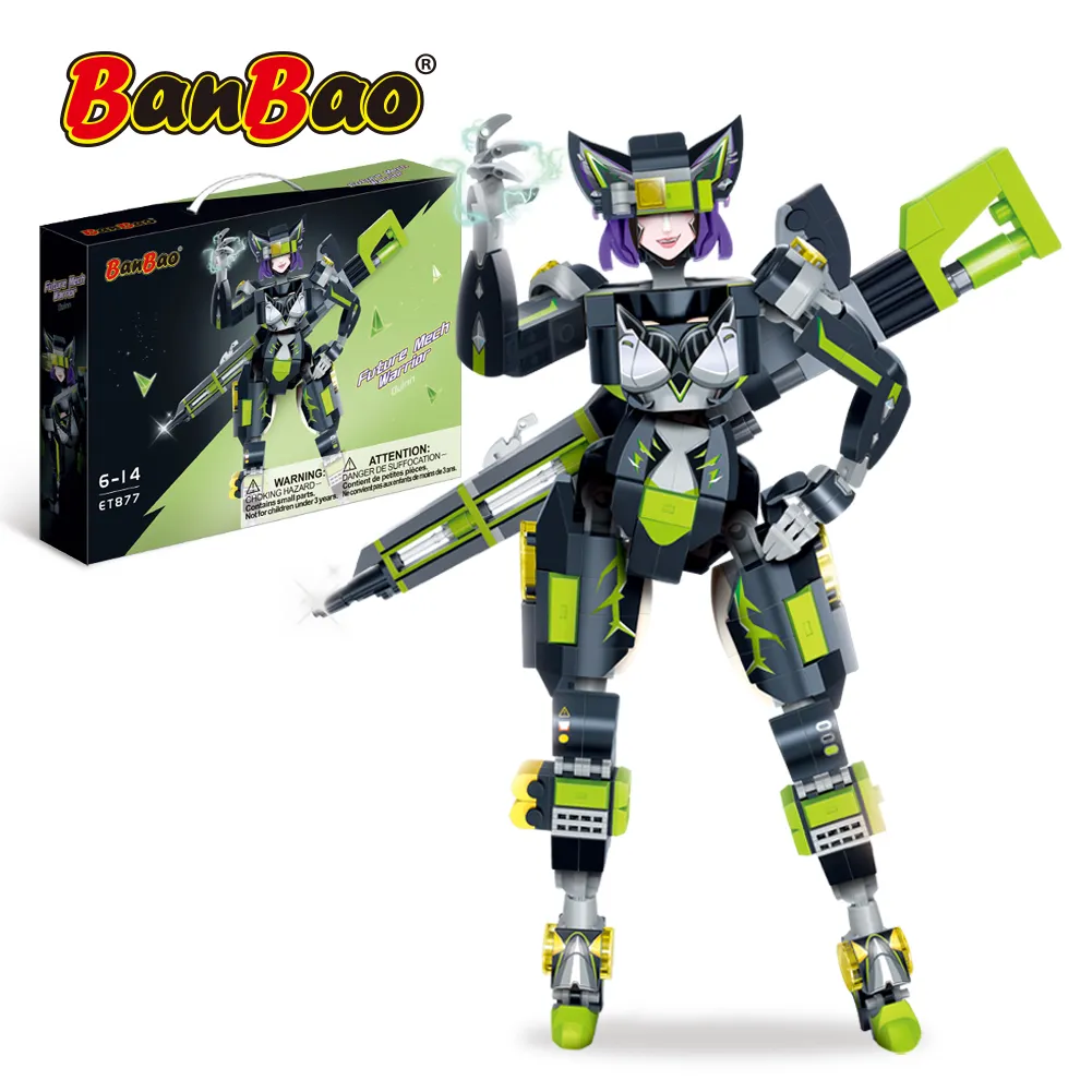BanBao ET877 445 PCS Wholesale Toys Education Cool Mech Armored Robot Model Building Block Toys With Smog Gun For Kids