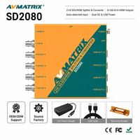 AVMATRIX SD2080 Divisor/Convertidor SDI HDMI 2x8, 1080p60, Amplificador de Distribución con Reclocking SDI para Transmisión en Vivo