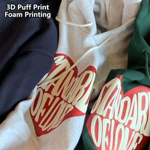 Toptan Büyük Beden Kabarık Baskılı Kapüşonlu Sweatshirtler Pamuklu Unisex Sweatshirtler Ağır Kumaş Özelleştirilmiş 3D Kabarık Baskılı Erkek Kapüşonlu Sweatshirtleri - Product Image 1