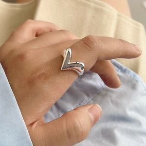 V Shaped Heart <b>Ring</b> S925 Sterling <b>Silver</b> Open Adjustable Unisex Fashion Jewelry Gift - Product Image 5