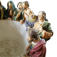 Custom Religieuze Decoratieve Jezus Apostelen Sculptuur Keukengereedschap Ronde Fruit Salade Serveerschaal Laatste Avondmaal Fruit Bowls