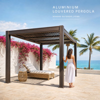 Pergola bioclimatique en aluminium avec toit à lames orientables, télécommande, système de jardinage étanche, ombrage pour terrasse arrière-cour