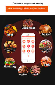 Thermomètre alimentaire Bluetooth véritablement intelligent avec alarme de température Thermomètre à viande sans fil longue distance 500FT avec fonction APP - Product Image 2