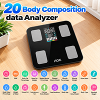 Balance connectée AOC pour la composition corporelle, Bluetooth, IMC, 180 kg, 20 paramètres de mesure, analyseur de composition corporelle avec application, OEM ODM