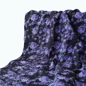 Purple rose brocade fabric new in stock rose design fabric