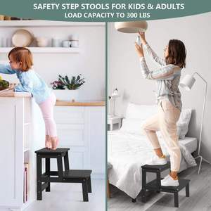 Children's bathroom step <b>stool</b>, double-layer <b>bamboo</b>, non-slip, waterproof, skin-friendly, detachable, children's two-step - Product Image 2