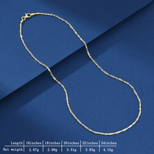 Collar <span class=keywords><strong>de</strong></span> Cadenas Finas TIANYIDA para Mujer al por Mayor Plata <span class=keywords><strong>de</strong></span> Ley 925 Bañada en <span class=keywords><strong>Oro</strong></span> <span class=keywords><strong>Estilo</strong></span> <span class=keywords><strong>Italiano</strong></span> <span class=keywords><strong>Cadena</strong></span> <span class=keywords><strong>de</strong></span> Eslabones Torcidos con Cuentas - Product Image 3