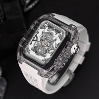 Style sportif pour Apple Watch Ultra 3, boîtier modifié hautement transparent, bracelet en silicone, boucle papillon, adapté au bracelet Apple Watch