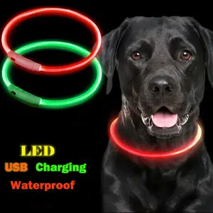 Водонепроницаемый многоцветный ошейник для собак Маленький Средний Большой S-L ночной безопасности Usb перезаряжаемые светодиодные ошейники для собак