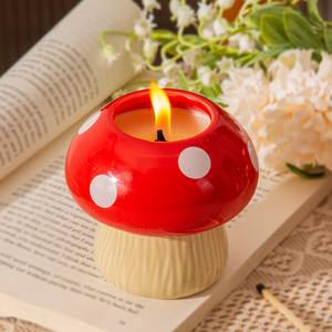 Soybean Wax Plant Essential Oil Handmade Candles Home Atmosphere Decorative Gifts Cute Mushroom Shaped Ceramic Candles Jar