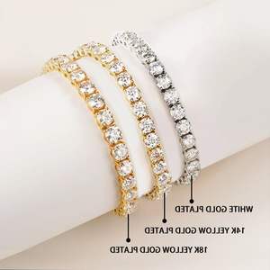 Bracelet tennis en moissanite certifiée Sier GRA 4 mm plaqué or jaune, style classique, bracelets et joncs chrétiens - Product Image 2