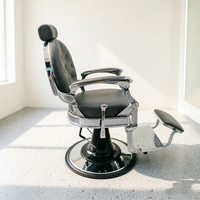 Fauteuil de Barbier Robuste Inclinable Chromé Hydraulique pour Salon de Coiffure Hommes Vente en Gros OEM ODM