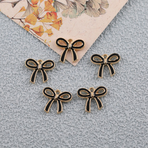 Pendentif en alliage Sweet Bow pour la fabrication de boucles d'oreilles, accessoires de bijoux DIY, forme irrégulière plaquée bleu, noir, violet - Product Image 4