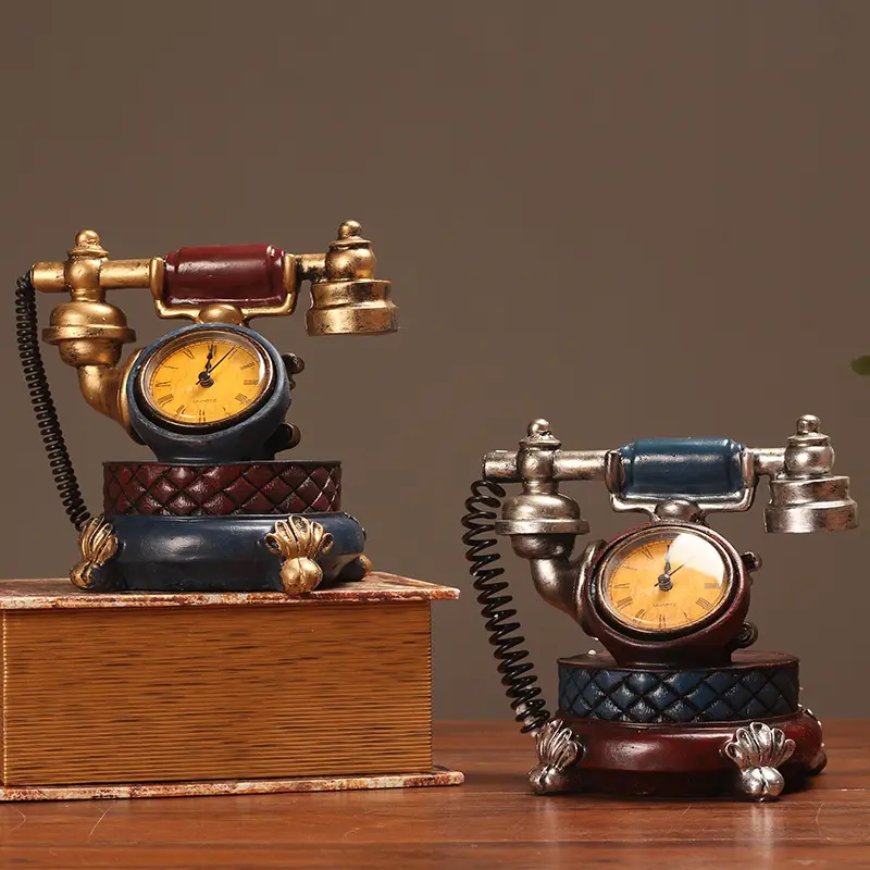 creative Vintage telephone model table clocks 3d retro children alarm clock silent desk phone clock kids gift horloge wholesale