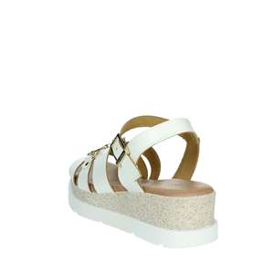 Sandales compensées Donna Serena pour femme en cuir blanc, style plateforme estival - Product Image 2