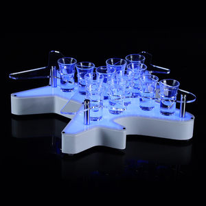 Plateau de service lumineux LED rechargeable en forme d'avion, support glorificateur en acrylique pour 12/24 verres, idéal pour bars, soirées et boîtes de nuit - Product Image 1